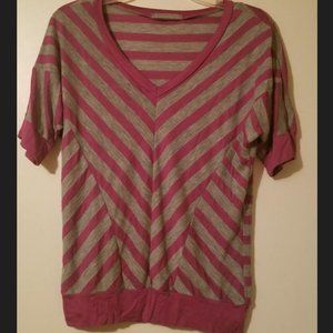 Pink/Grey Chevron Striped Top XS Petite